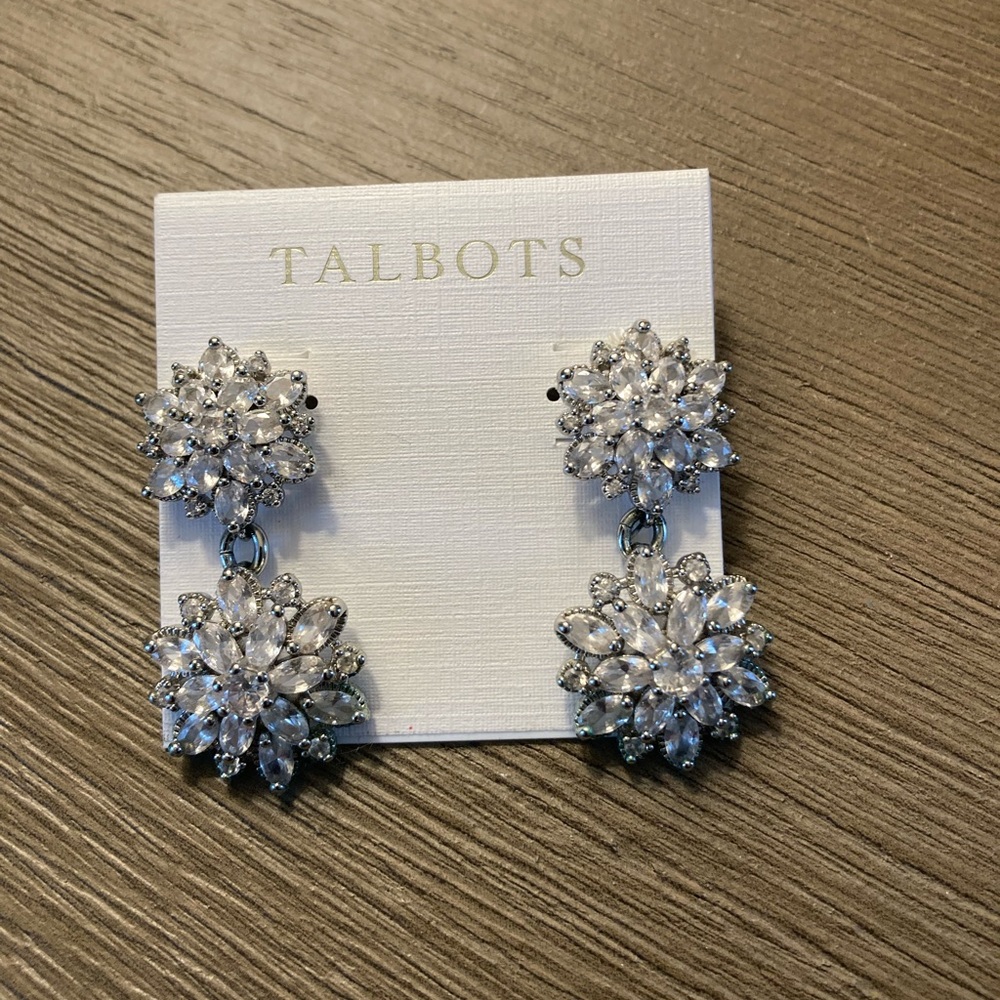 Talbots Silver Starburst Dangle Earrings
